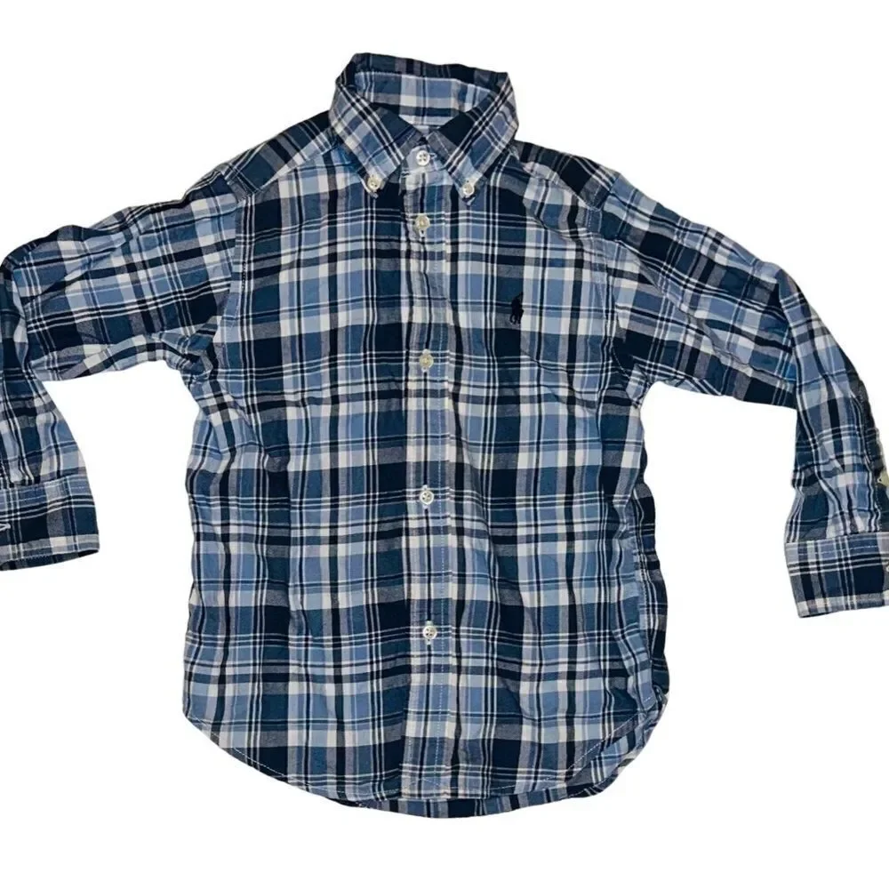 2 boys Ralph Lauren plaid button down shirts size 3T